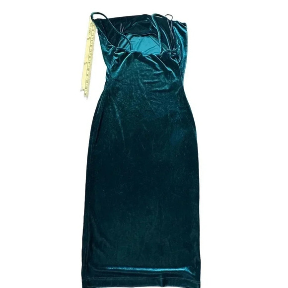 Windsor Vintage Chico A-line Dress Velour Spaghetti Straps Green Womens small - Picture 3 of 7
